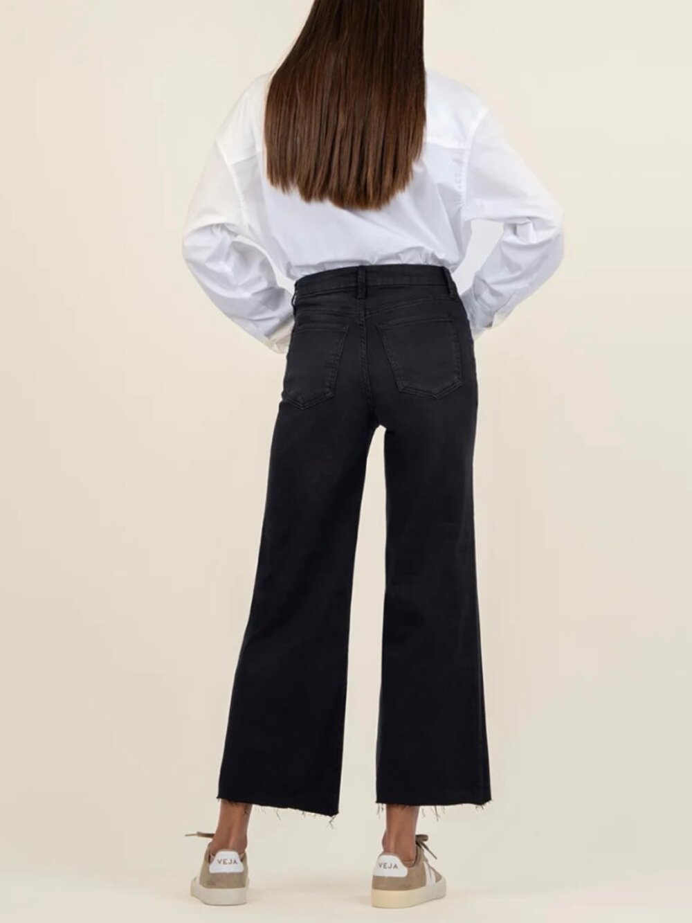 Kut From the Kloth Meg High Rise Fab Ab Wide Leg Raw Hem - Picture 9 of 9